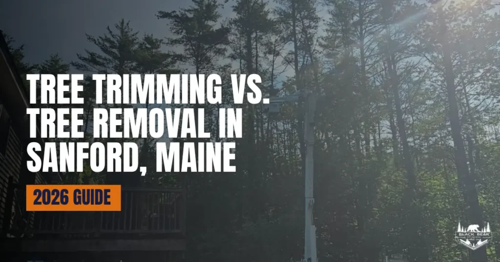 Tree trimming vs tree removal in Sanford, Maine by Black Bear Tree Co.